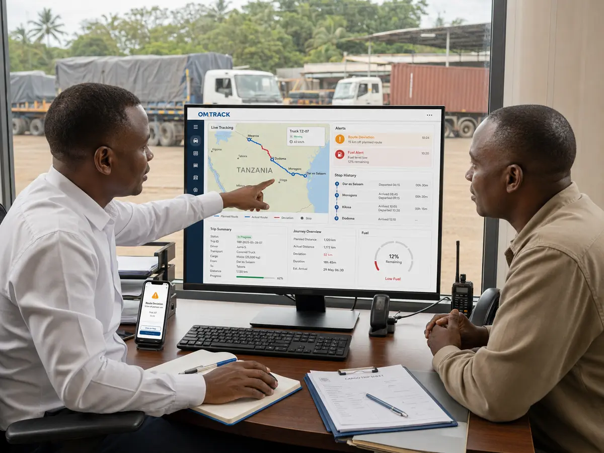 Omtrack delivery delay monitoring helping dispatchers respond to customer delivery problems in Tanzania