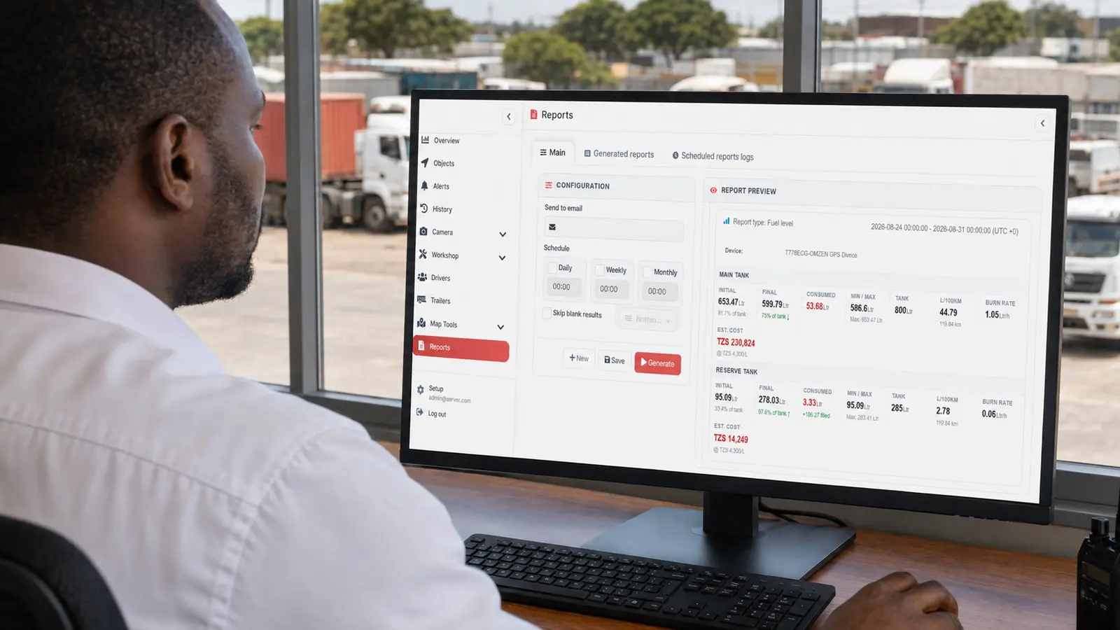 Omtrack delivery fleet tracking dashboard monitoring vehicles and drivers in Tanzania