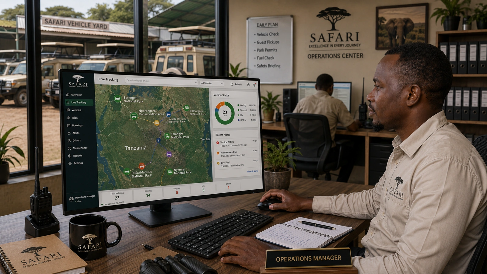 Logistics management dashboard showing fleet activity in Tanzania